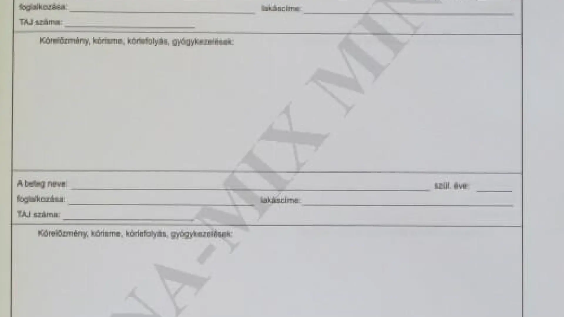 Gyógykezelési napló